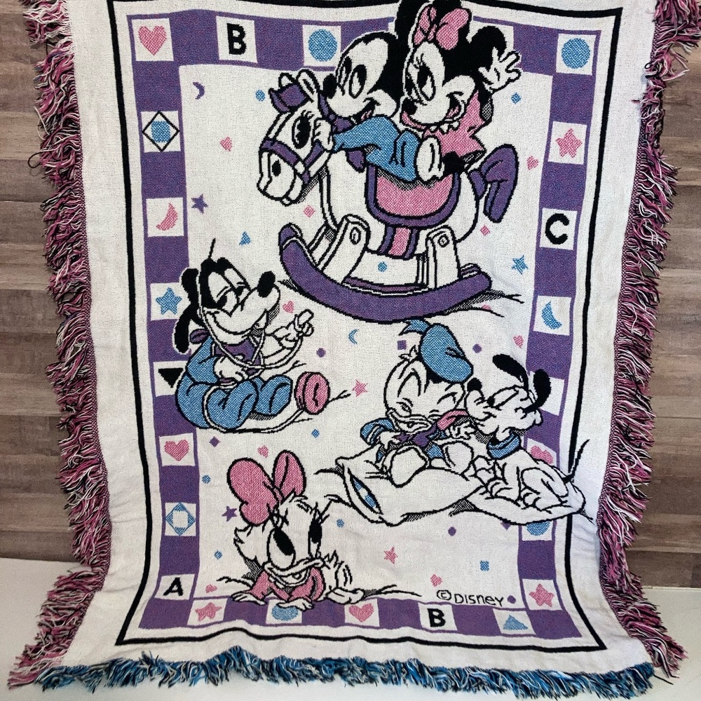 Disney Baby Babies Tapestry Woven Throw Blanket Vintage HTF Gender Neutral